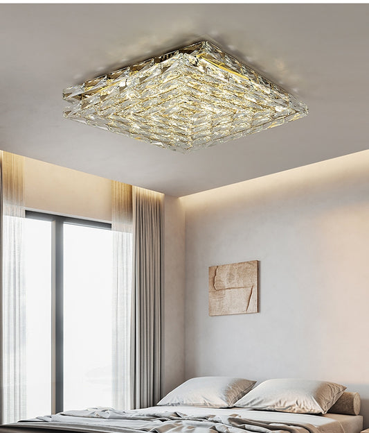 Ville Square Crystal Ceiling Light - Gold