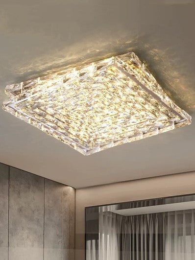 Ville Square Crystal Ceiling Light - Gold