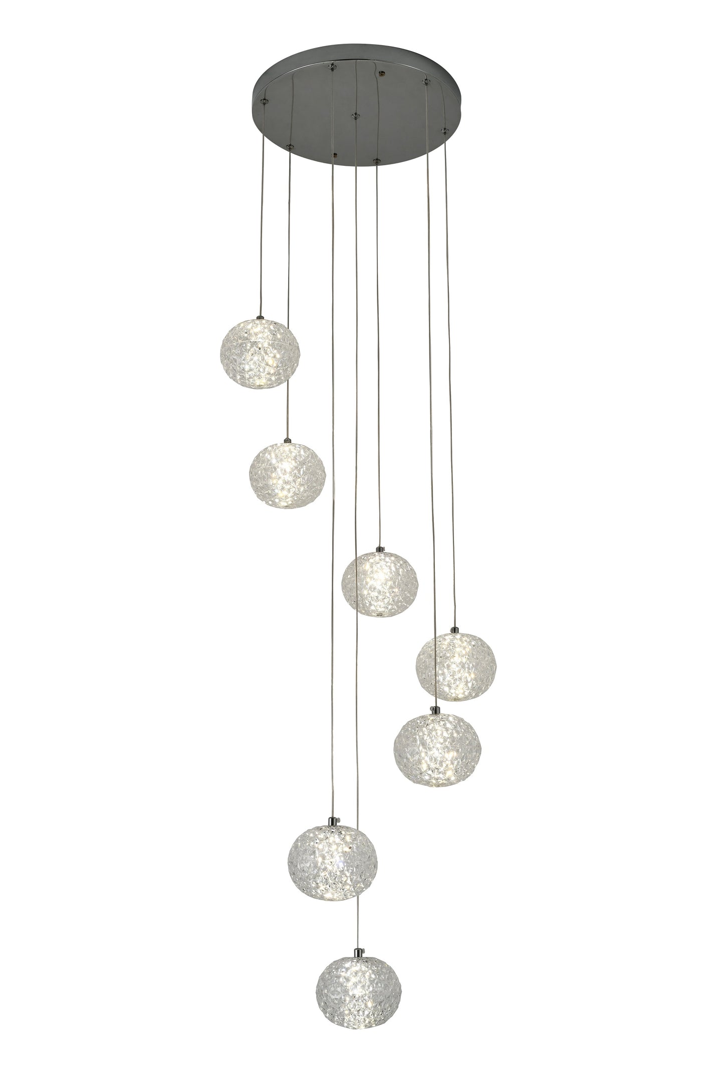 Tang 7 Ball Pendant Chrome + Clear