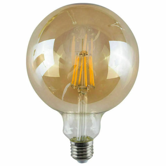E27 12.5cm Globe LED Filament Bulb 6W Amber
