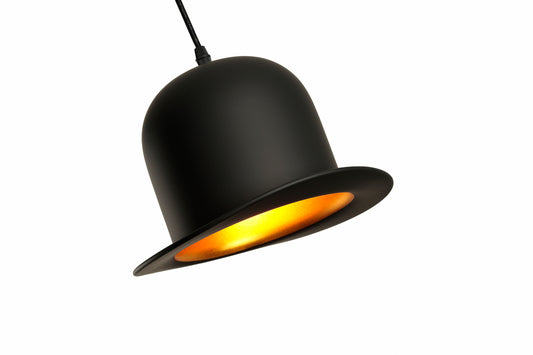 Bowler Hat Black Gold Pendant