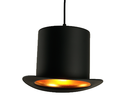 Top Hat Black Gold Pendant
