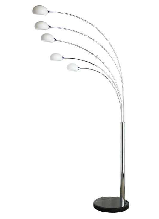 5 Arm Floor Lamp Chrome - White Shade