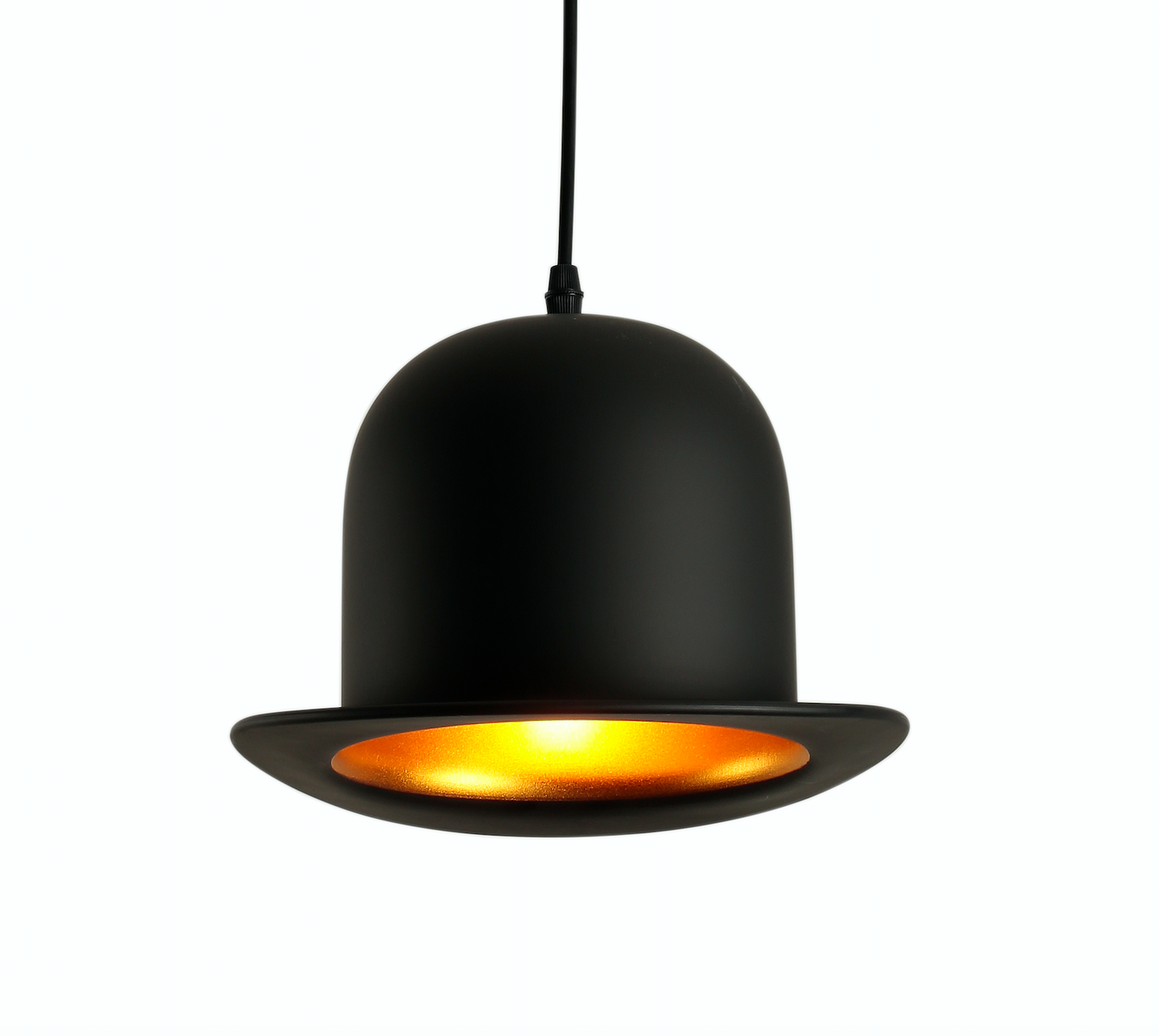 Bowler Hat Black Gold Pendant