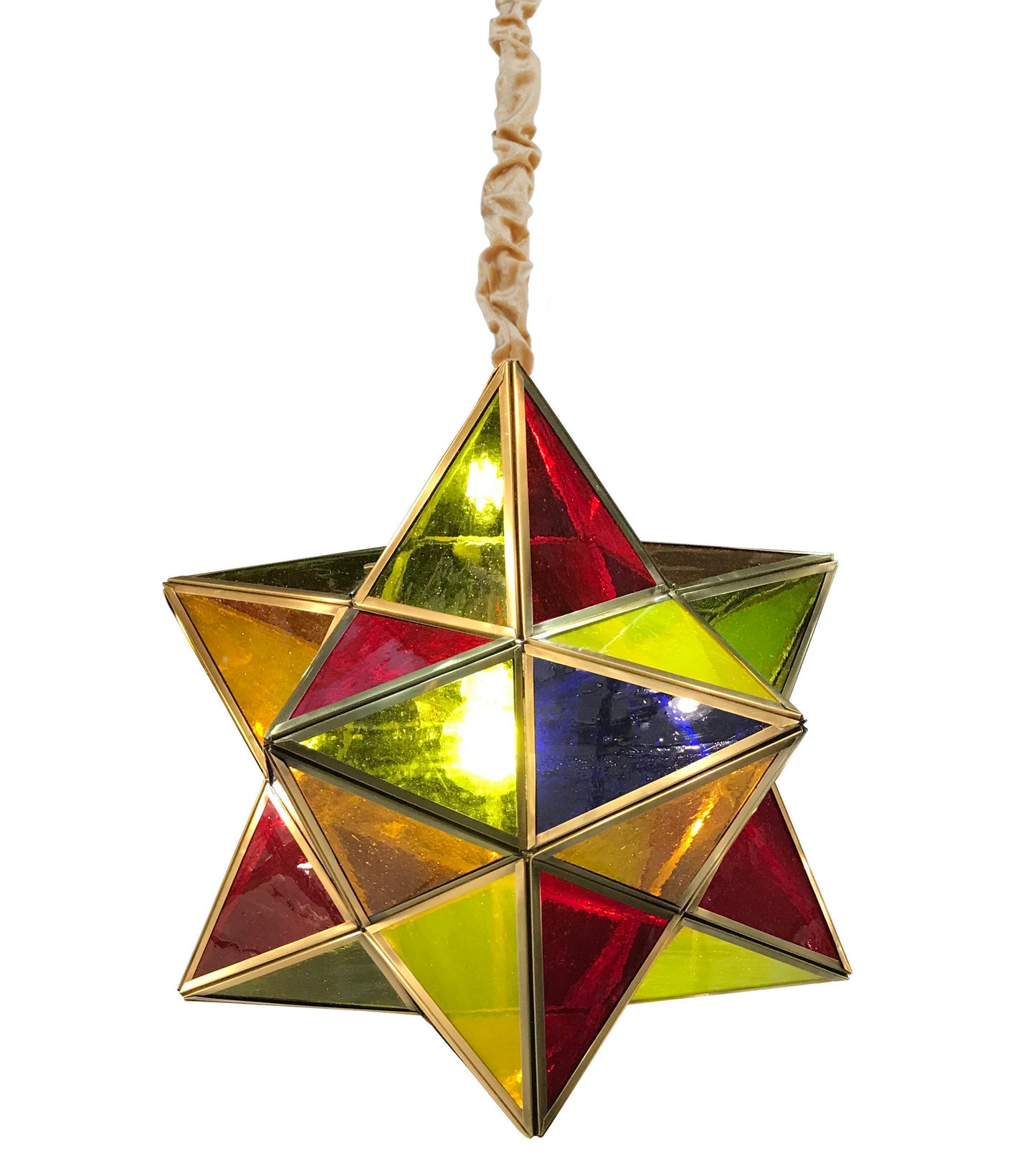 Brass Coloured Glass Star Pendant
