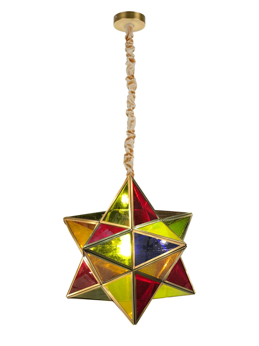 Brass Coloured Glass Star Pendant